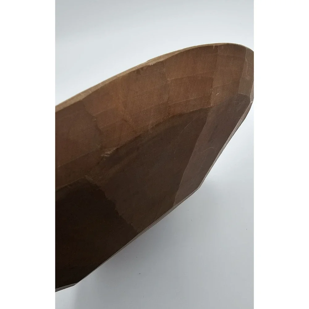 Vintage Chinese Carved Wood Dish 福寿 Fu Shou Longevity Lotus 12